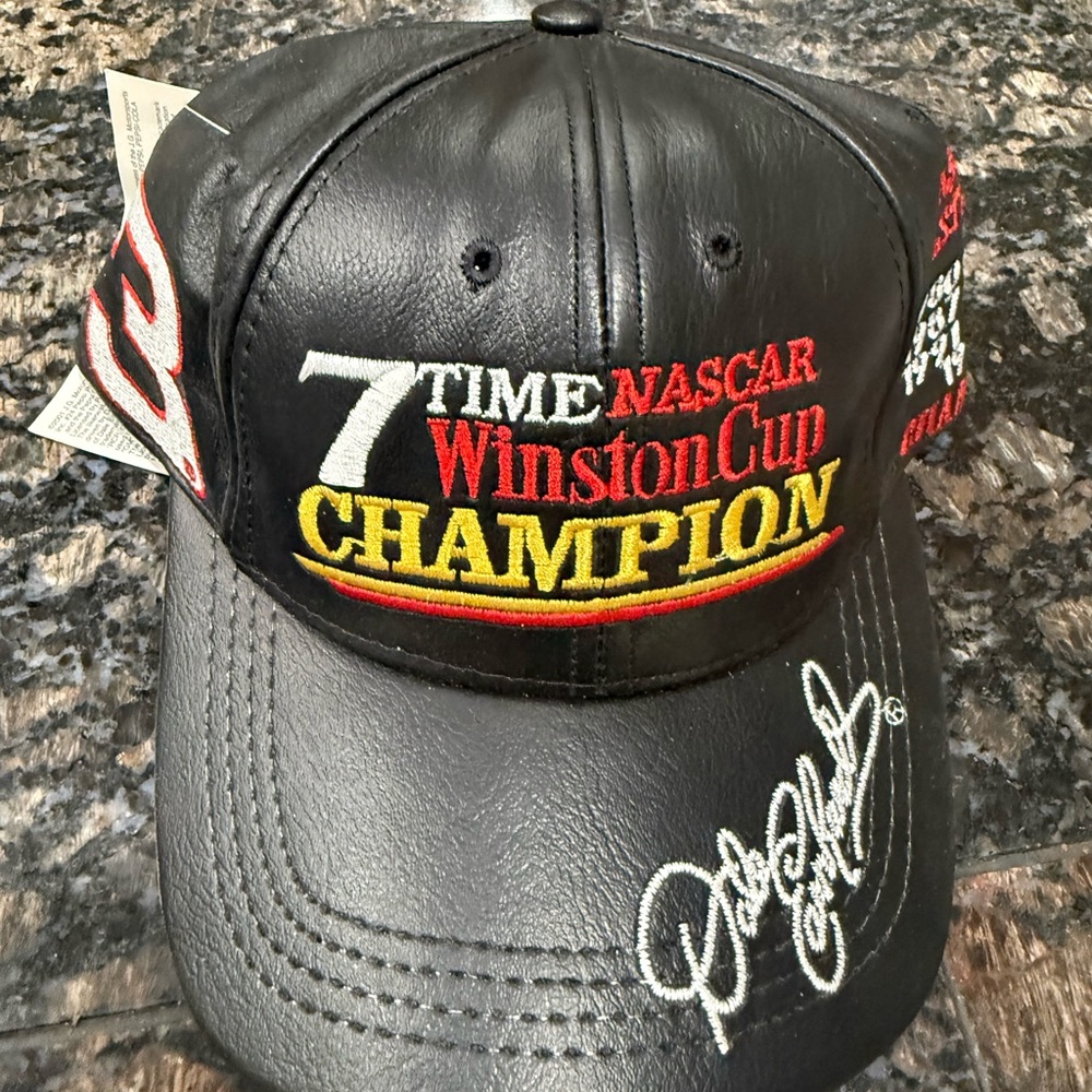 Black Leather Dale Earnhardt NASCAR Champion Cap
